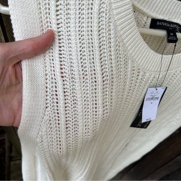 Banana Republic Wm’s Open Stitch Tank NWT In White Sz M - Picture 2 of 13